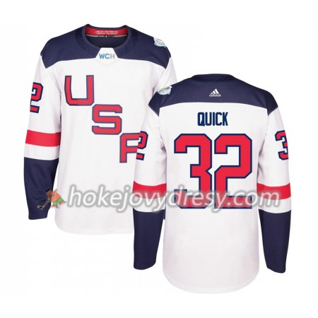 Pánské Hokejový Dres USA Jonathan Quick 32 Světový pohár v ledním hokeji 2016 Bílá Premier